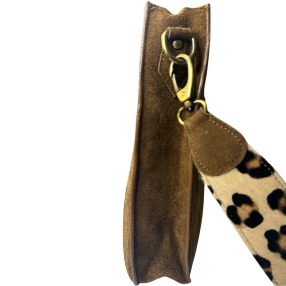 Jane & Marie Brown Suede Leopard Tote Shoulder Bag - Picture 3 of 16